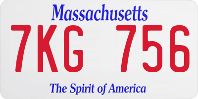 MA license plate 7KG756