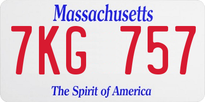 MA license plate 7KG757