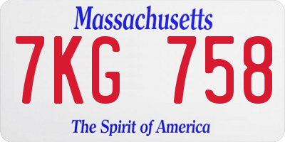MA license plate 7KG758