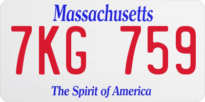 MA license plate 7KG759