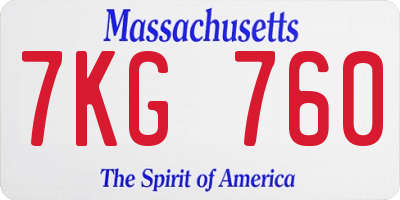 MA license plate 7KG760