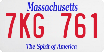 MA license plate 7KG761