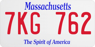 MA license plate 7KG762