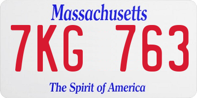 MA license plate 7KG763