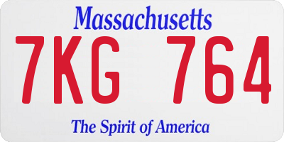 MA license plate 7KG764
