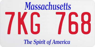 MA license plate 7KG768