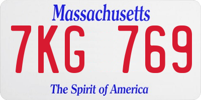 MA license plate 7KG769