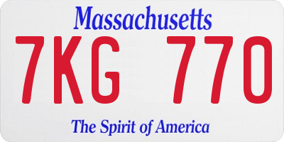 MA license plate 7KG770