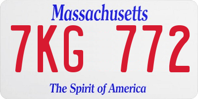 MA license plate 7KG772