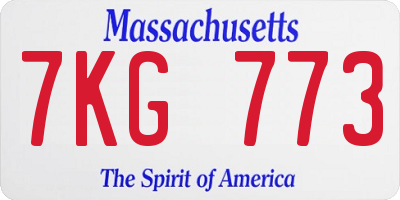 MA license plate 7KG773