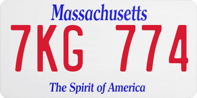 MA license plate 7KG774