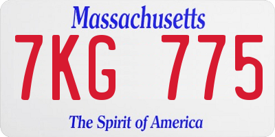 MA license plate 7KG775
