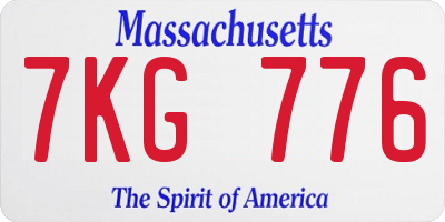 MA license plate 7KG776