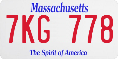 MA license plate 7KG778