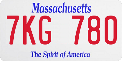 MA license plate 7KG780