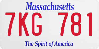 MA license plate 7KG781