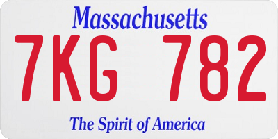 MA license plate 7KG782