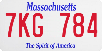 MA license plate 7KG784
