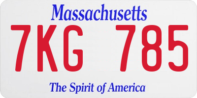 MA license plate 7KG785