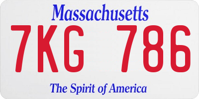 MA license plate 7KG786
