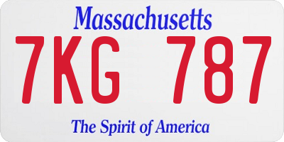 MA license plate 7KG787