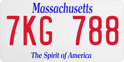 MA license plate 7KG788