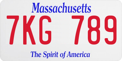 MA license plate 7KG789