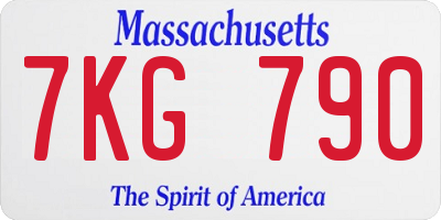 MA license plate 7KG790