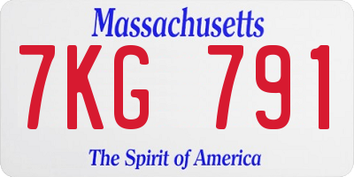 MA license plate 7KG791