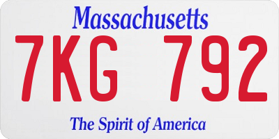 MA license plate 7KG792
