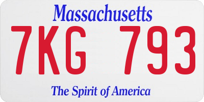 MA license plate 7KG793