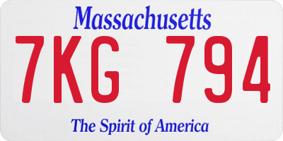 MA license plate 7KG794
