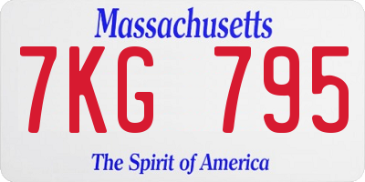 MA license plate 7KG795