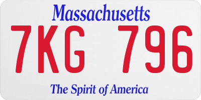 MA license plate 7KG796