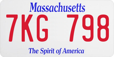 MA license plate 7KG798