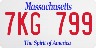 MA license plate 7KG799