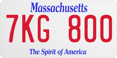 MA license plate 7KG800