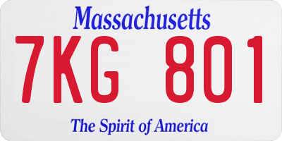 MA license plate 7KG801