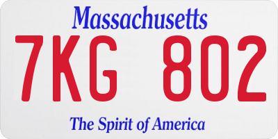 MA license plate 7KG802