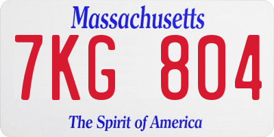 MA license plate 7KG804