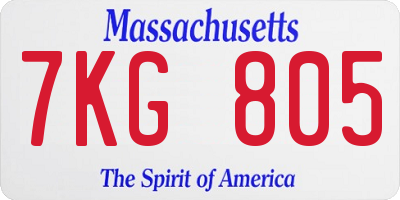 MA license plate 7KG805