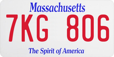 MA license plate 7KG806