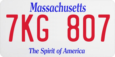 MA license plate 7KG807