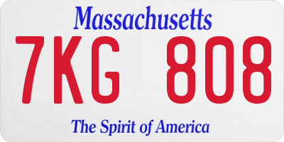 MA license plate 7KG808