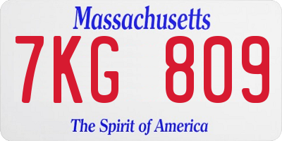 MA license plate 7KG809