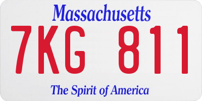 MA license plate 7KG811
