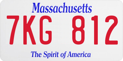 MA license plate 7KG812