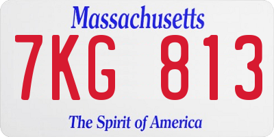 MA license plate 7KG813