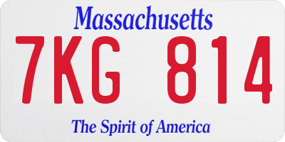 MA license plate 7KG814