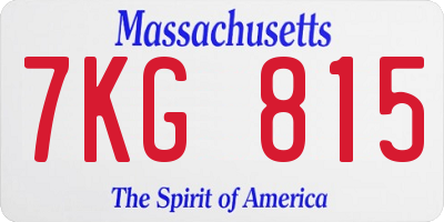 MA license plate 7KG815